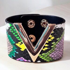 V Shape Wide Charm Cuff Wrap Bracelet